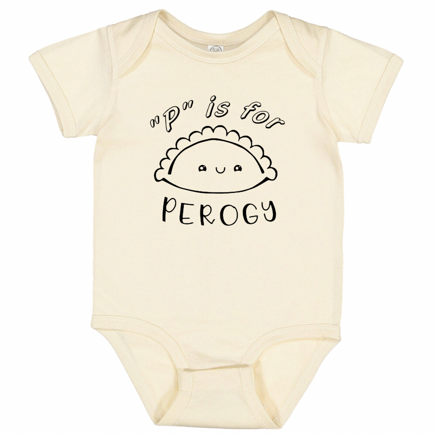 “P” IS FOR PEROGY(Black Font) - Short Sleeve Onesie