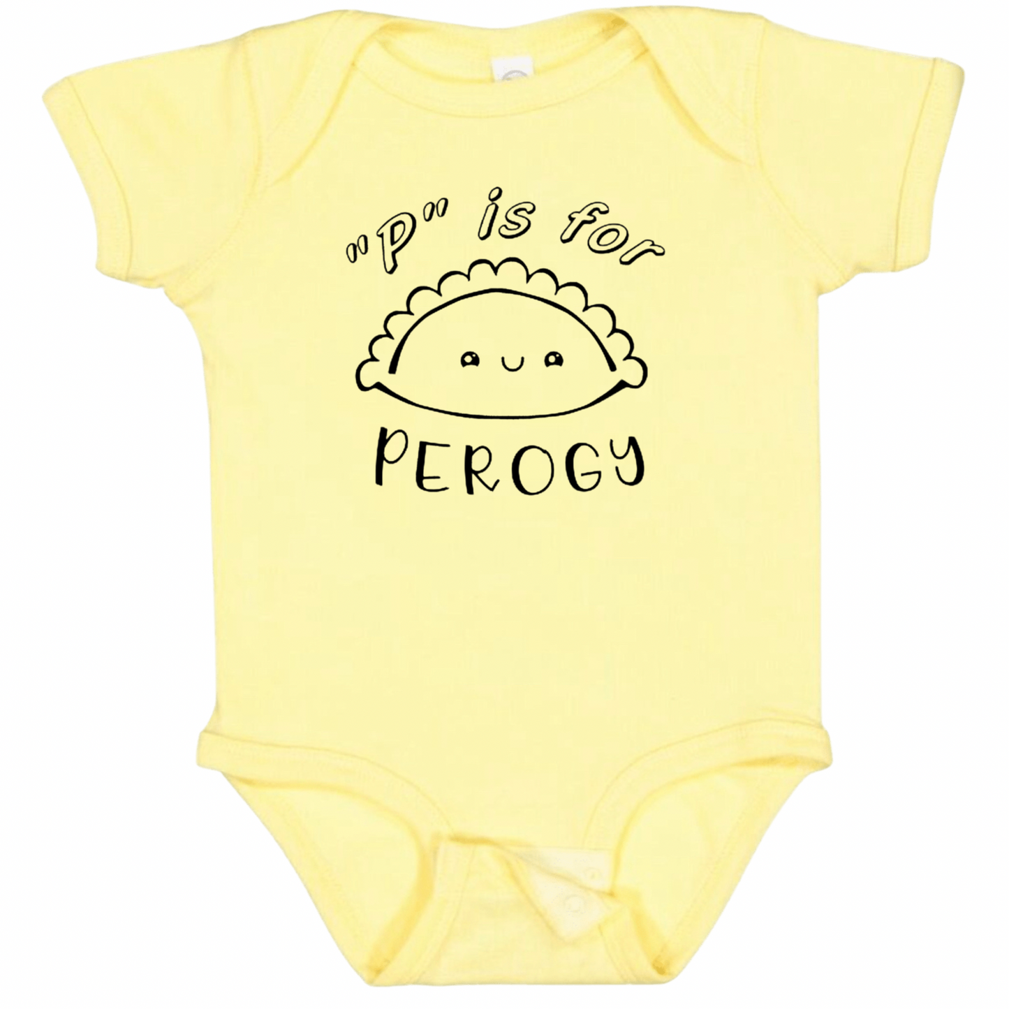 “P” IS FOR PEROGY(Black Font) - Short Sleeve Onesie