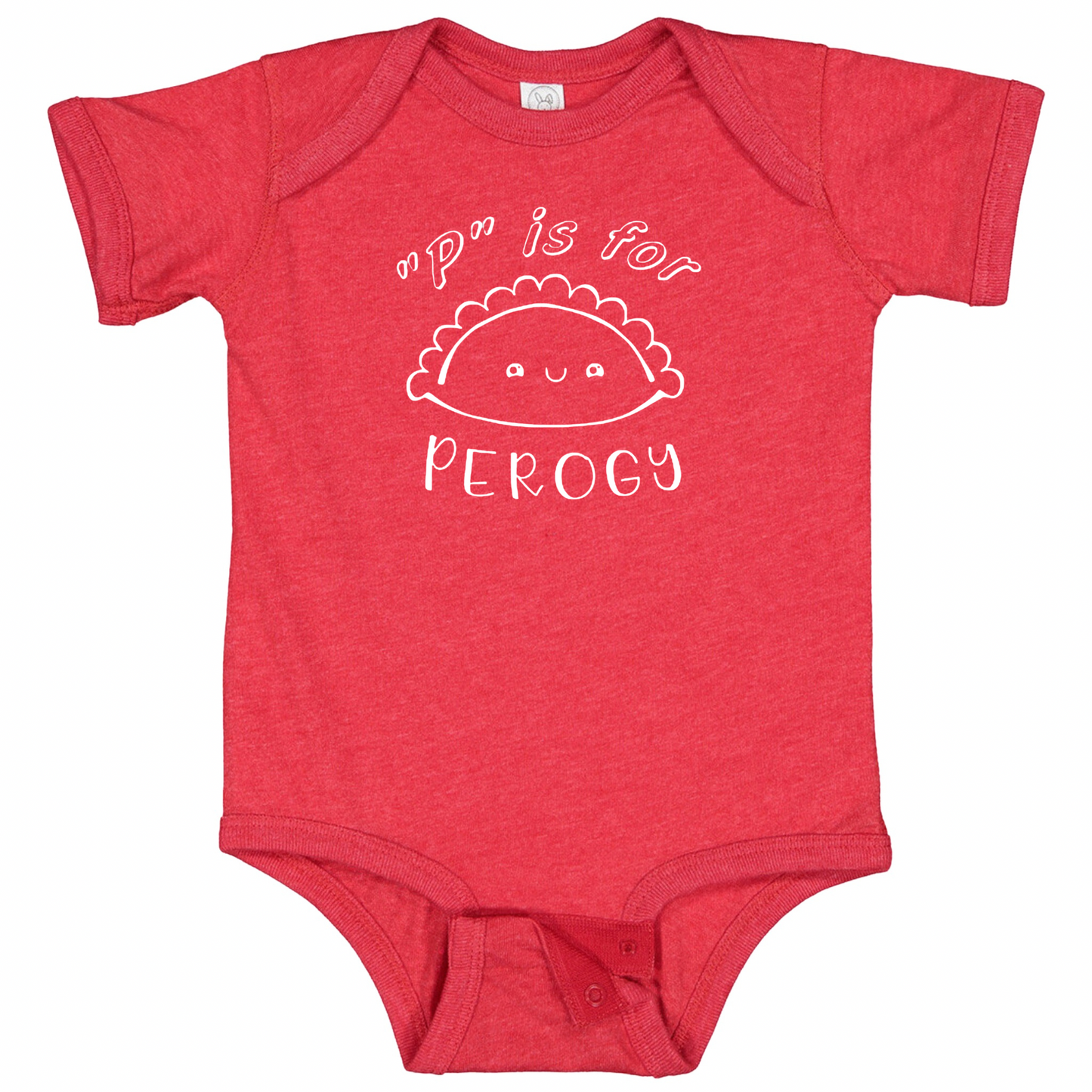 “P” IS FOR PEROGY (White Font)- Short Sleeve Onesie