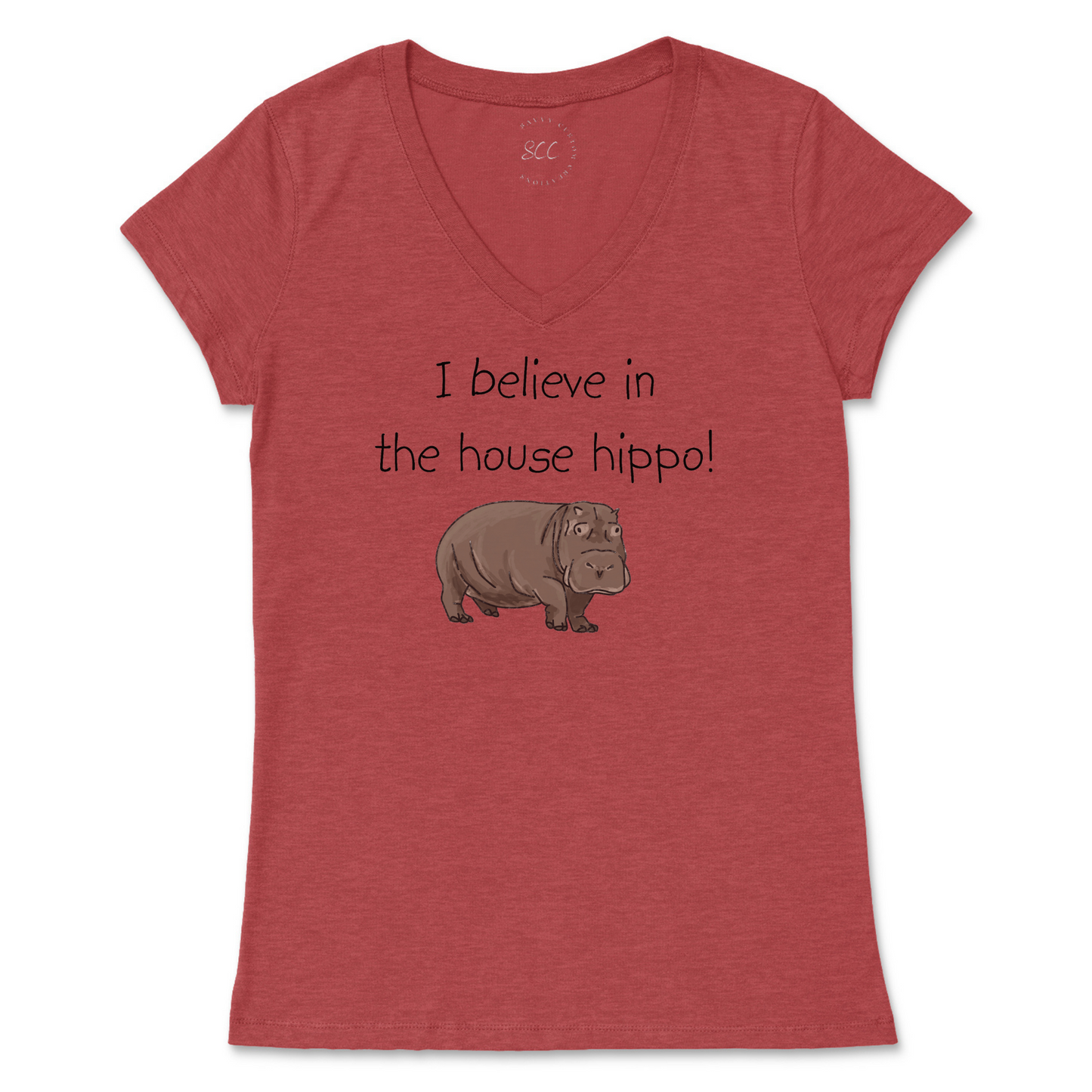 I BELIEVE IN THE HOUSE HIPPO! - Women’s Vneck T-Shirt