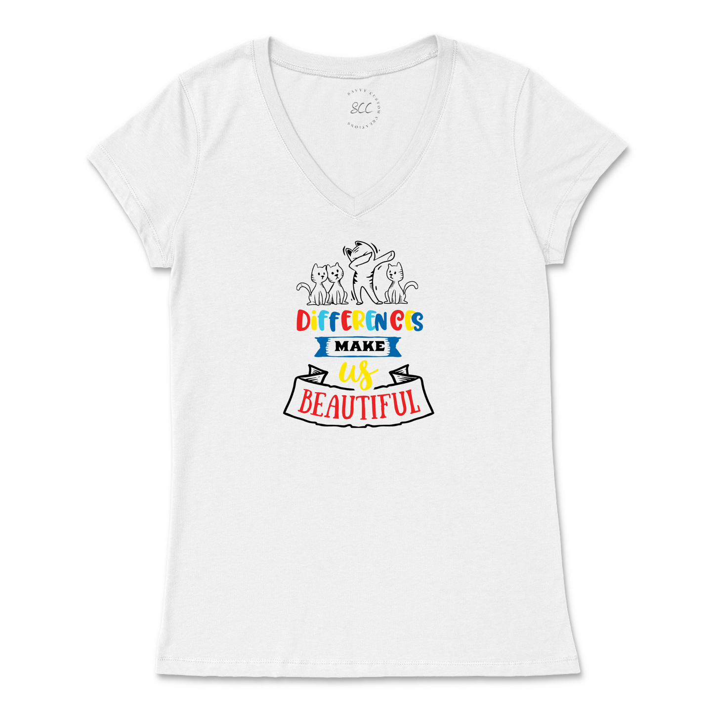 DIFFERENCES MAKE US BEAUTIFUL - Women’s Vneck T-Shirt