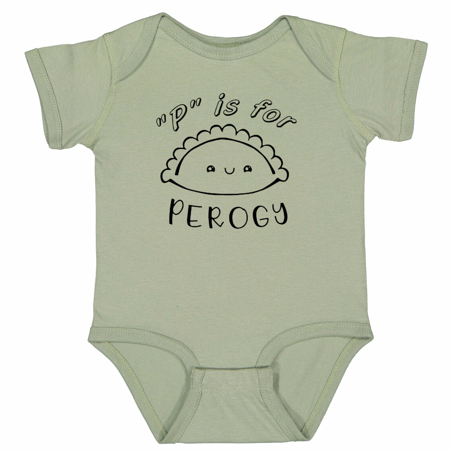“P” IS FOR PEROGY(Black Font) - Short Sleeve Onesie