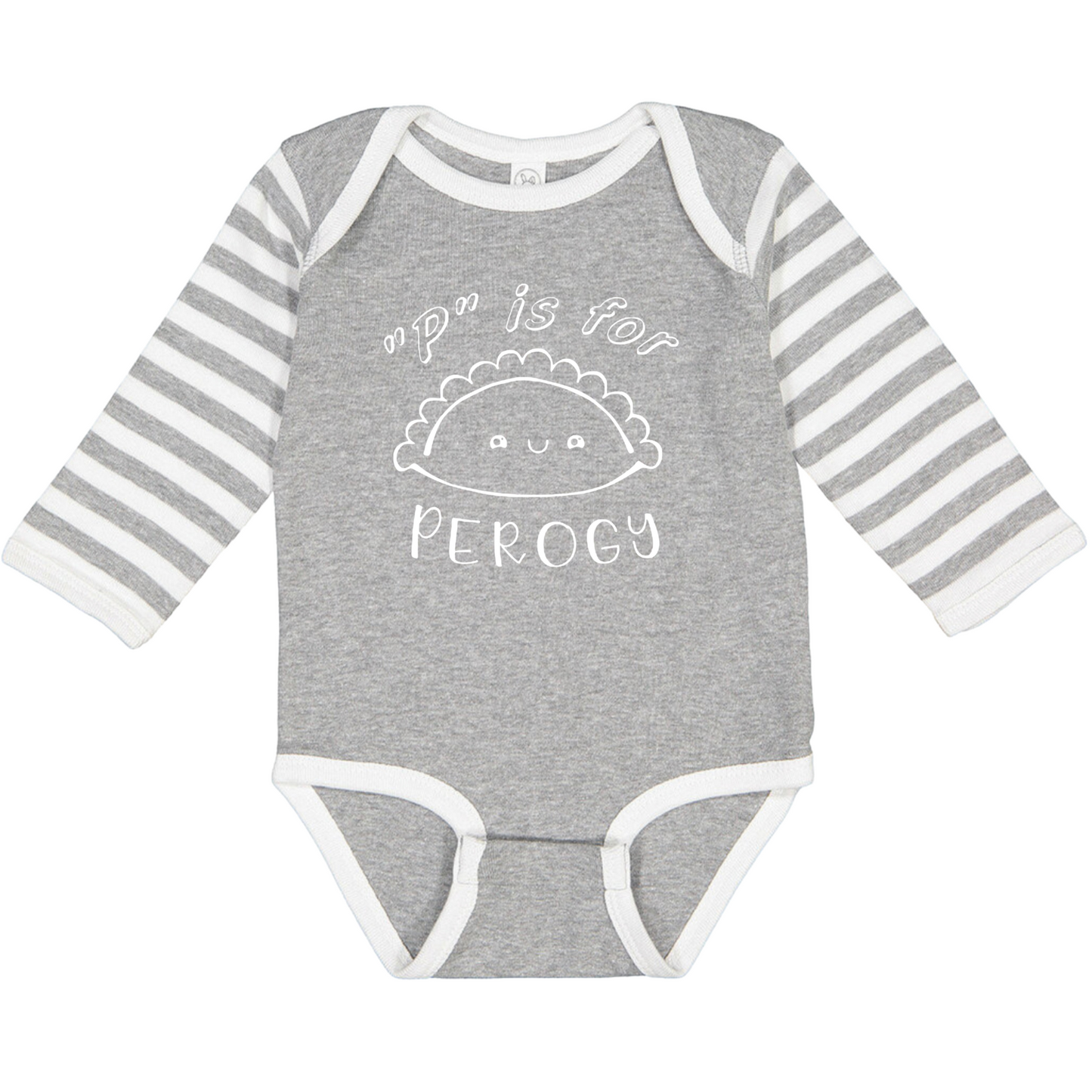 “P” is for PEROGY (White Font) - Long Sleeve Onesie