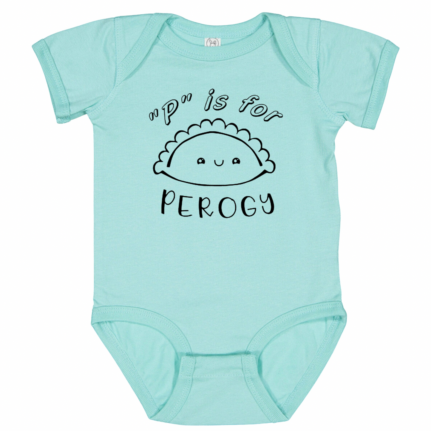 “P” IS FOR PEROGY(Black Font) - Short Sleeve Onesie