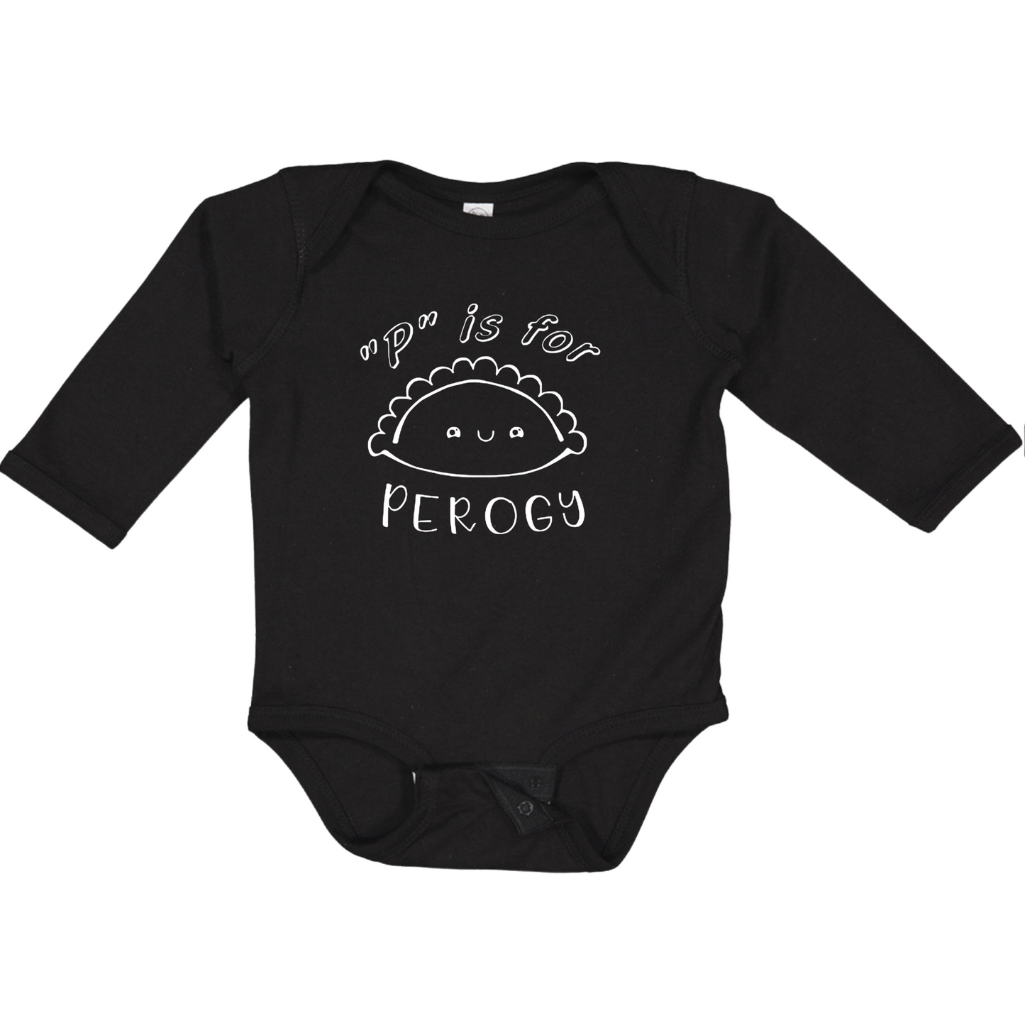 “P” is for PEROGY (White Font) - Long Sleeve Onesie
