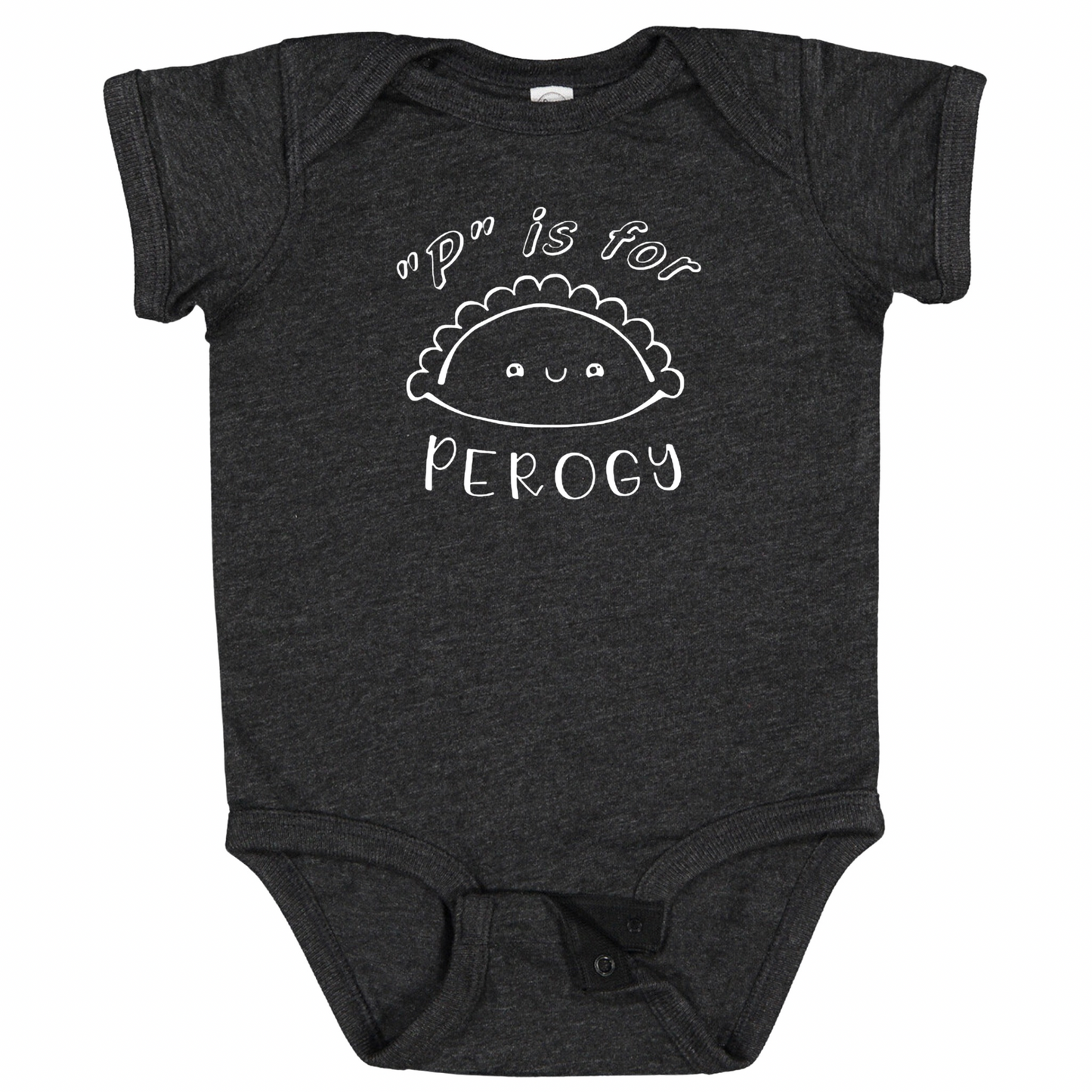 “P” IS FOR PEROGY (White Font)- Short Sleeve Onesie