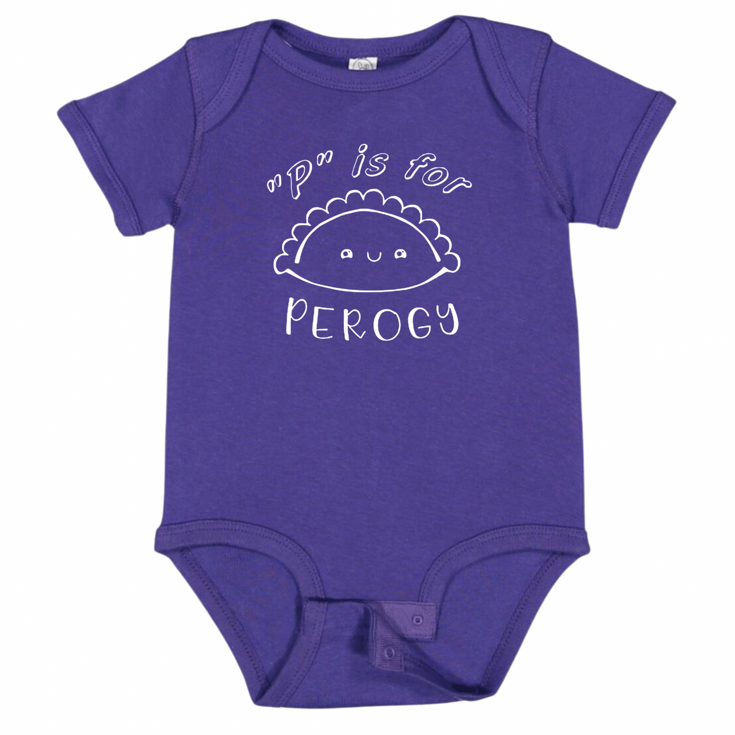 “P” IS FOR PEROGY (White Font)- Short Sleeve Onesie