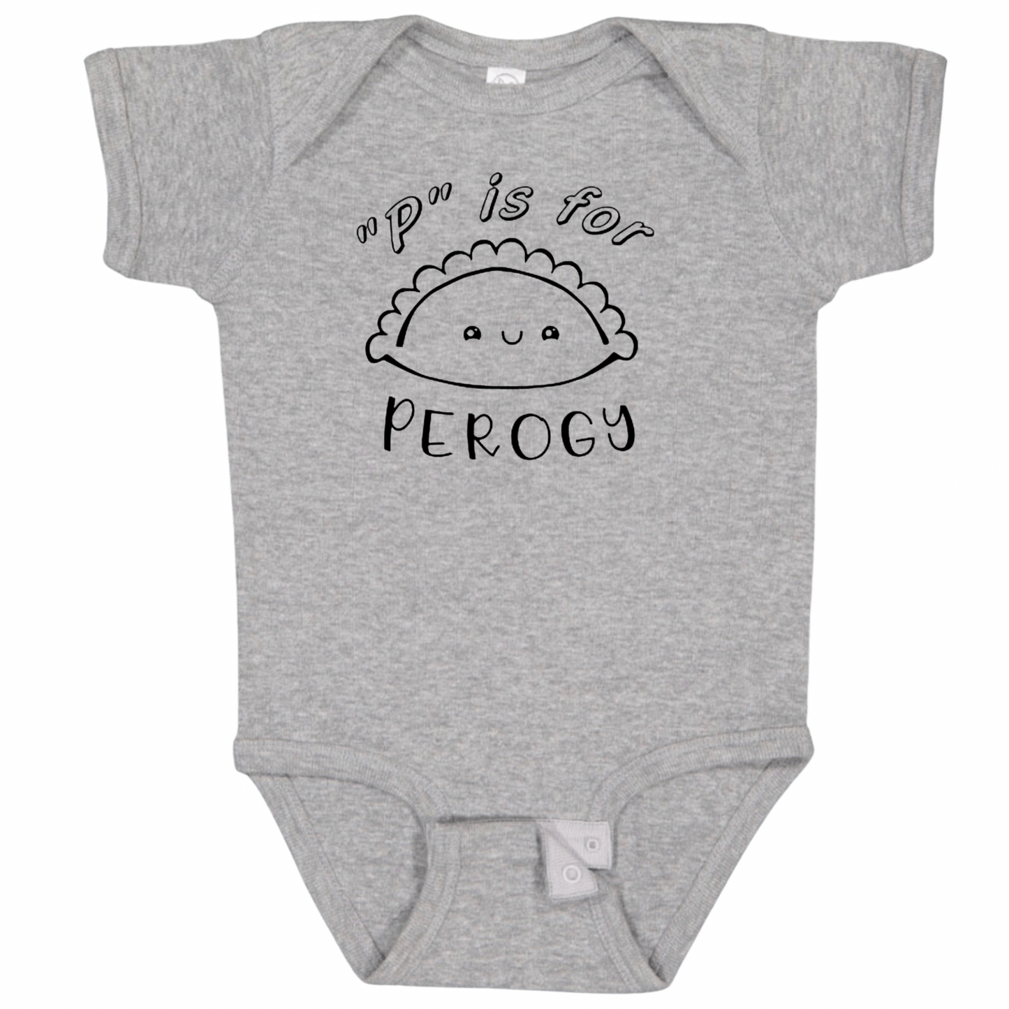 “P” IS FOR PEROGY(Black Font) - Short Sleeve Onesie