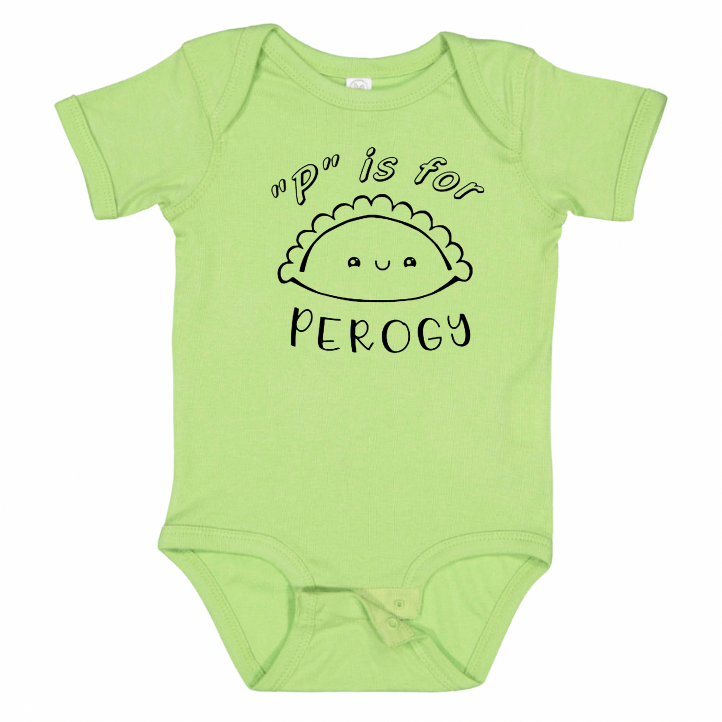 “P” IS FOR PEROGY(Black Font) - Short Sleeve Onesie