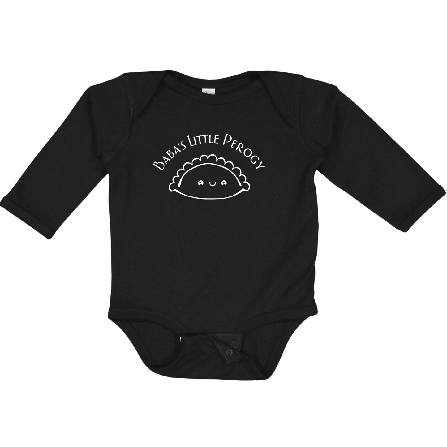 BABA’S LITTLE PEROGY (White Font) - Long Sleeve Onesie
