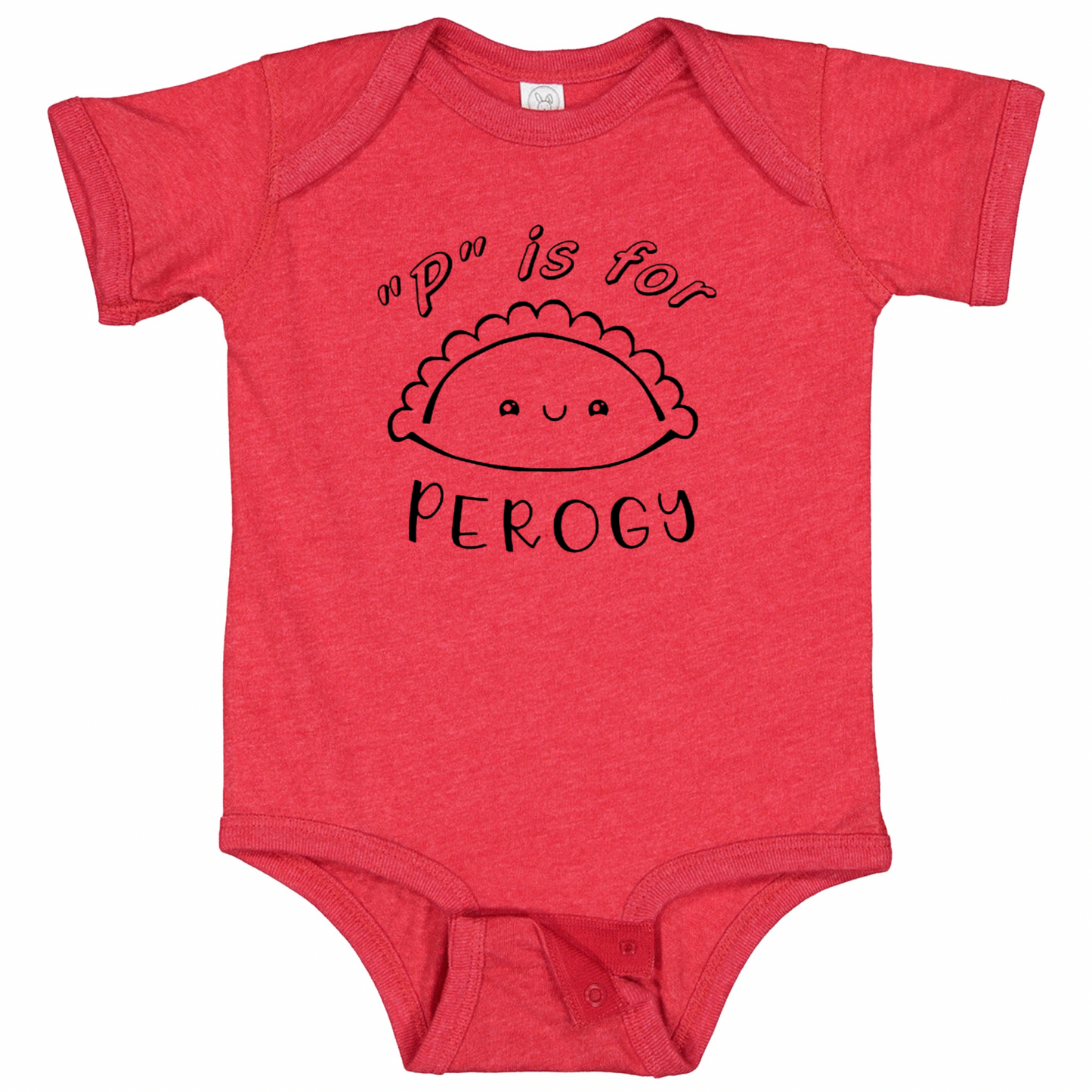 “P” IS FOR PEROGY(Black Font) - Short Sleeve Onesie