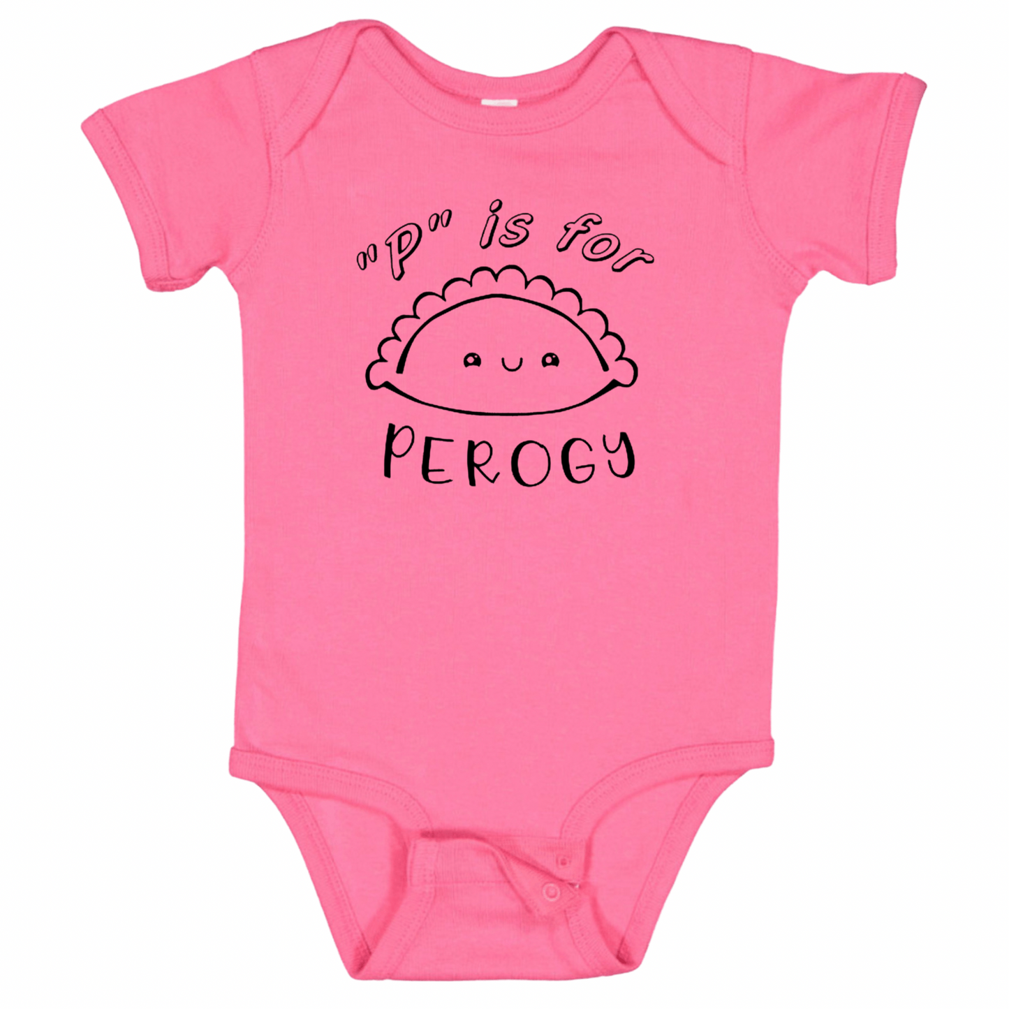 “P” IS FOR PEROGY(Black Font) - Short Sleeve Onesie