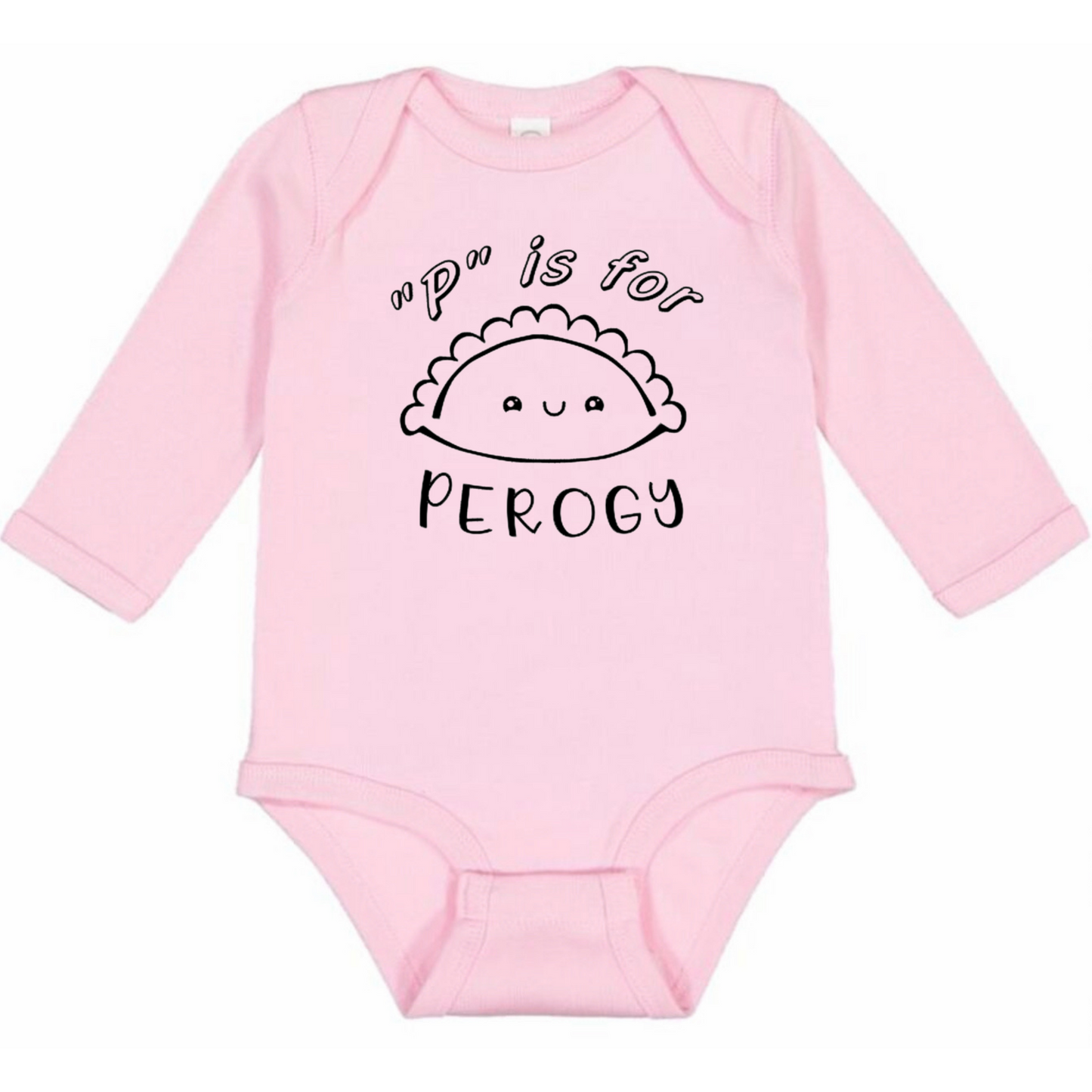 “P” is for PEROGY (Black Font) - Long Sleeve Onesie