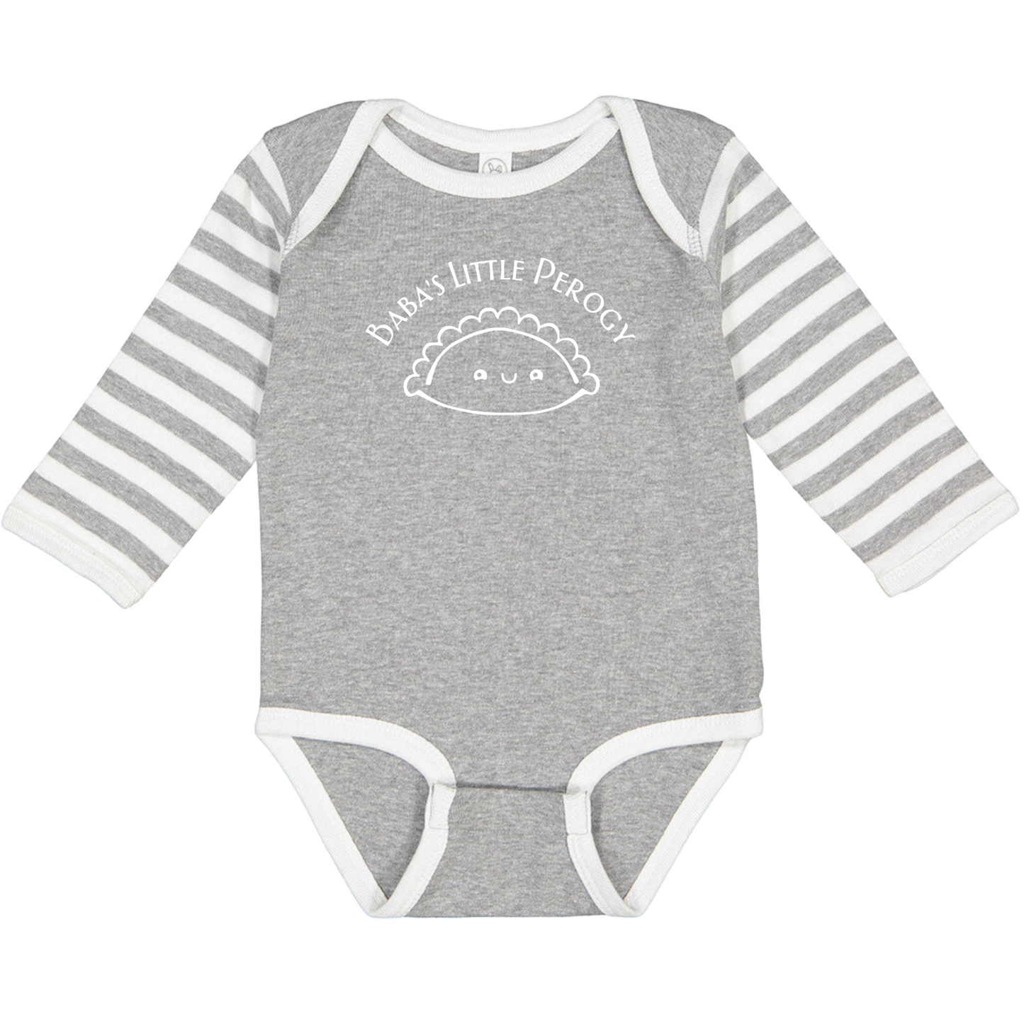 BABA’S LITTLE PEROGY (White Font) - Long Sleeve Onesie