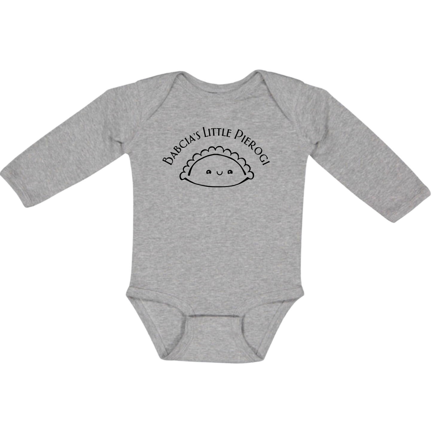 BABCIA’S LITTLE PIEROGI (Black Font) - Long Sleeve Onesie
