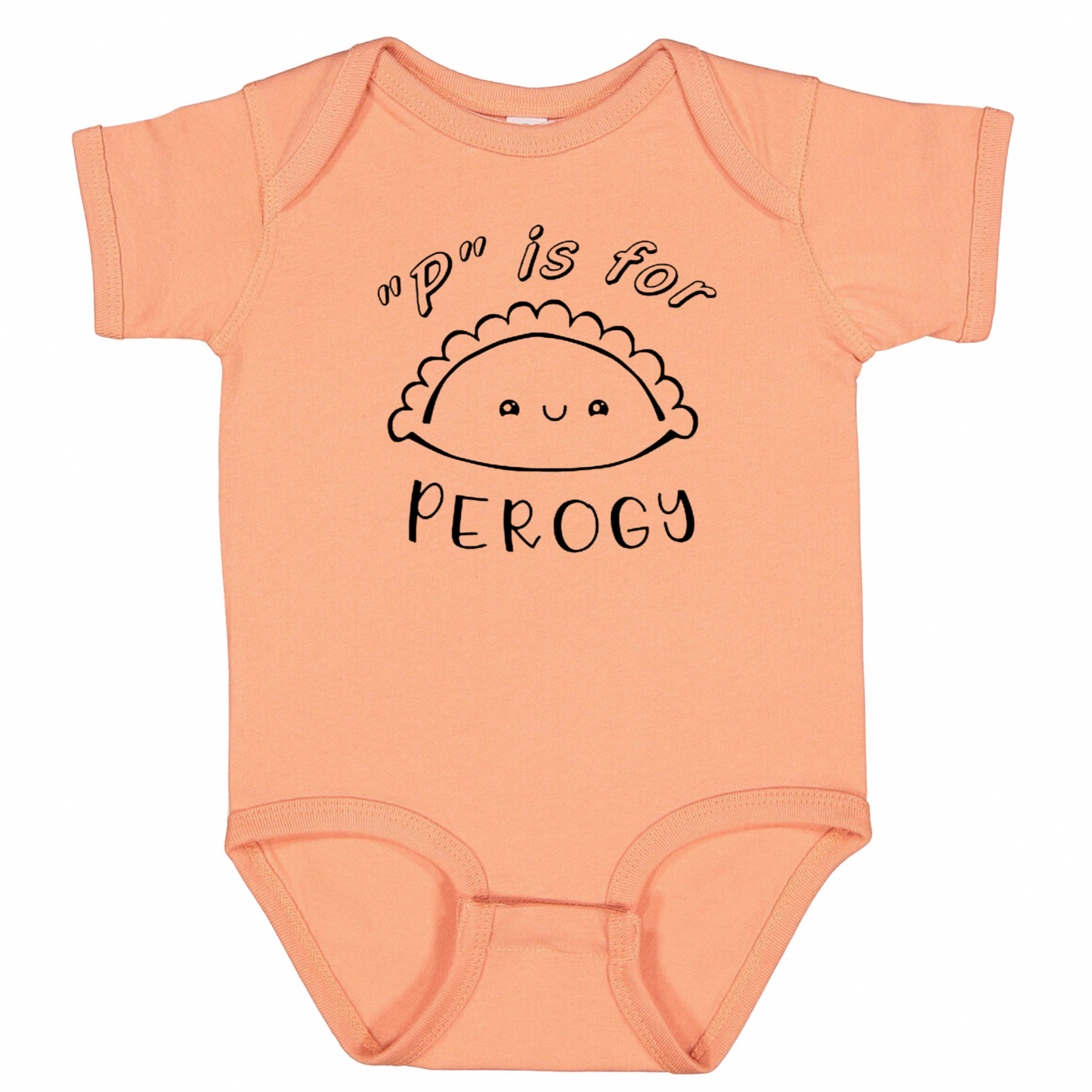“P” IS FOR PEROGY(Black Font) - Short Sleeve Onesie