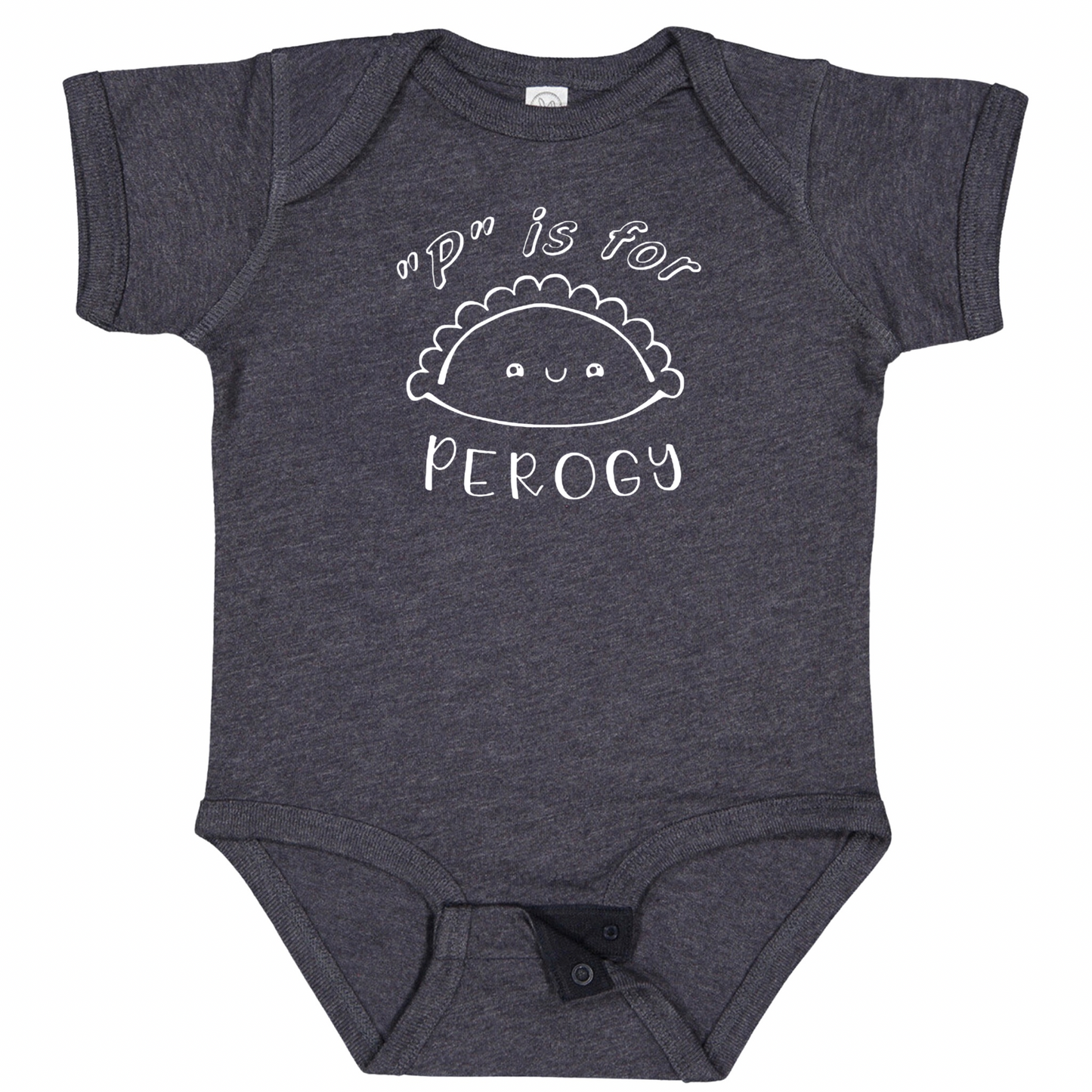 “P” IS FOR PEROGY (White Font)- Short Sleeve Onesie