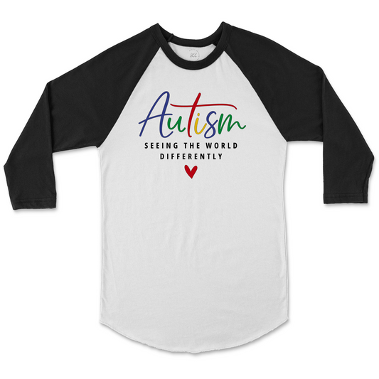 AUTISM SEEING THE WORLD DIFFERENTLY - Unisex Raglan Baseball T-Shirt
