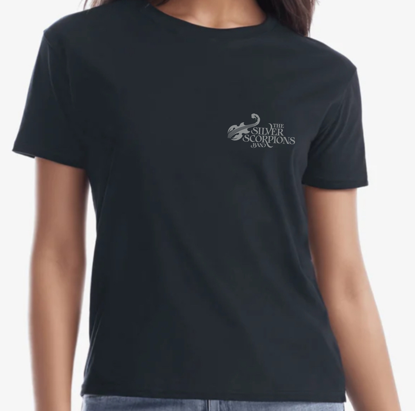 The Silver Scorpions Band - Black Ladies Crewneck T-Shirt