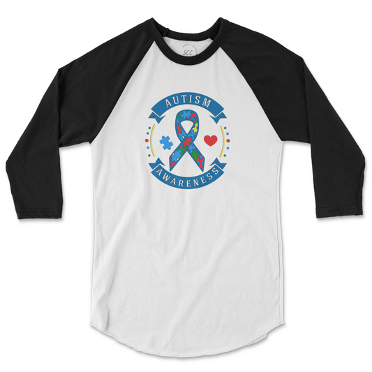 AUTISM AWARENESS RIBBON - Unisex Raglan Baseball T-Shirt