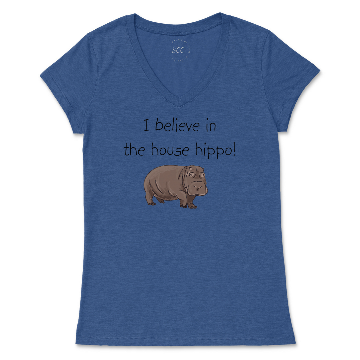 I BELIEVE IN THE HOUSE HIPPO! - Women’s Vneck T-Shirt