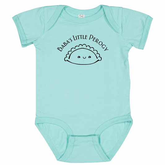 BABA’S LITTLE PEROGY (Black Font) - Short Sleeve Onesie