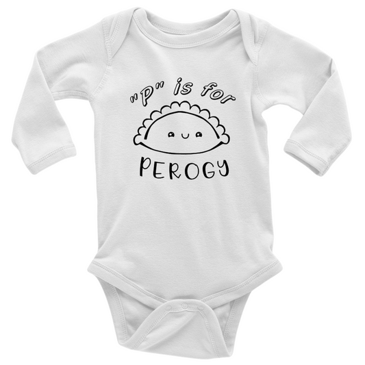 “P” is for PEROGY (Black Font) - Long Sleeve Onesie