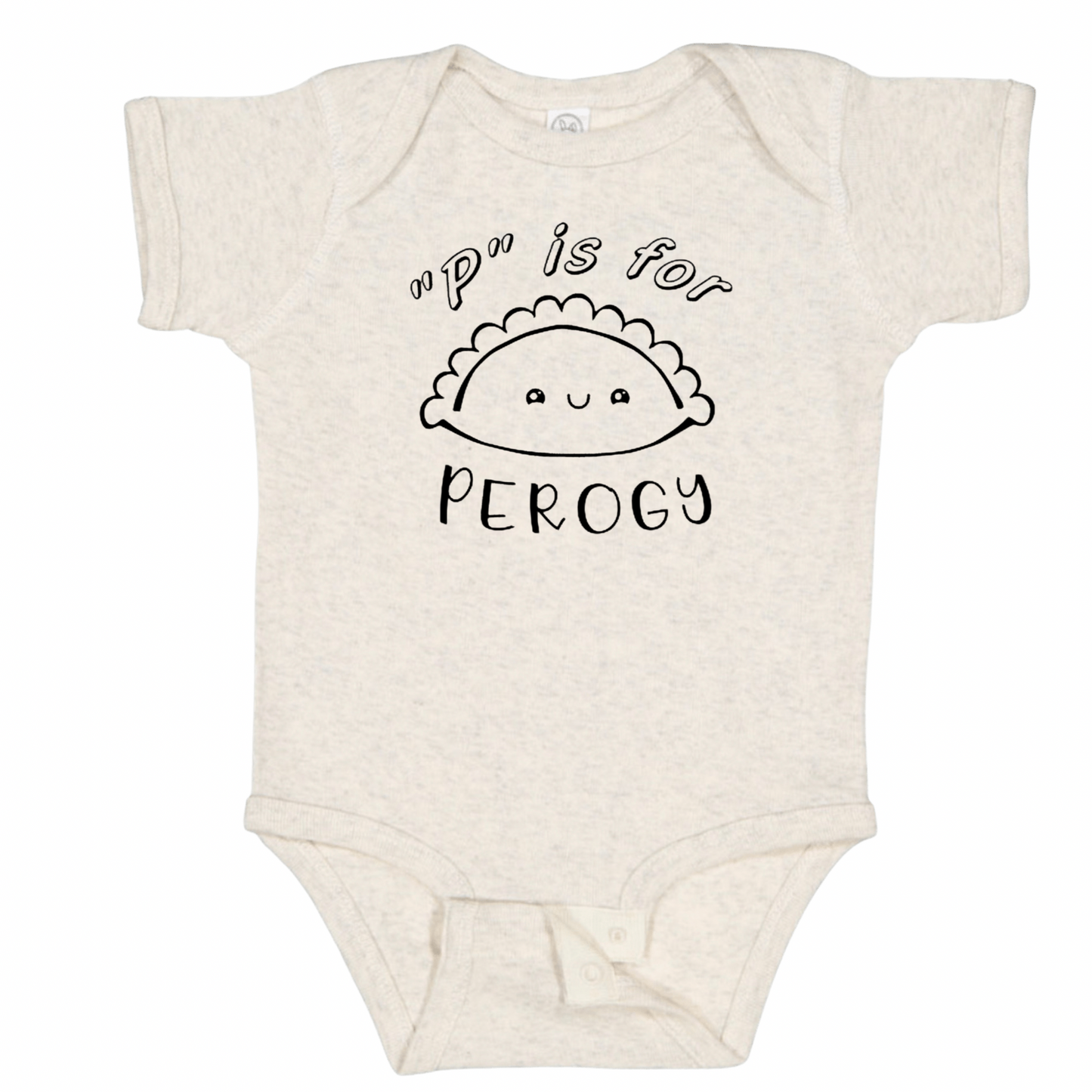 “P” IS FOR PEROGY(Black Font) - Short Sleeve Onesie