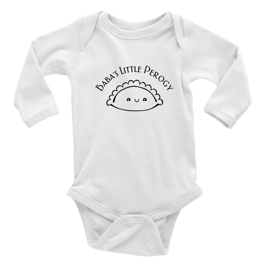 BABA’S LITTLE PEROGY (Black Font) - Long Sleeve Onesie