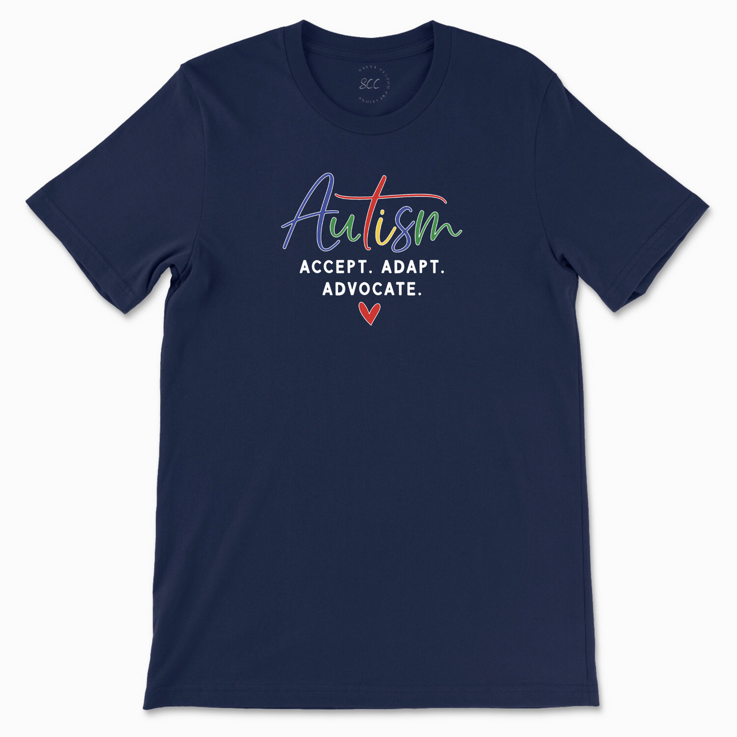 AUTISM, ACCEPT ADAPT ADVOCATE - Unisex Crewneck T-shirt