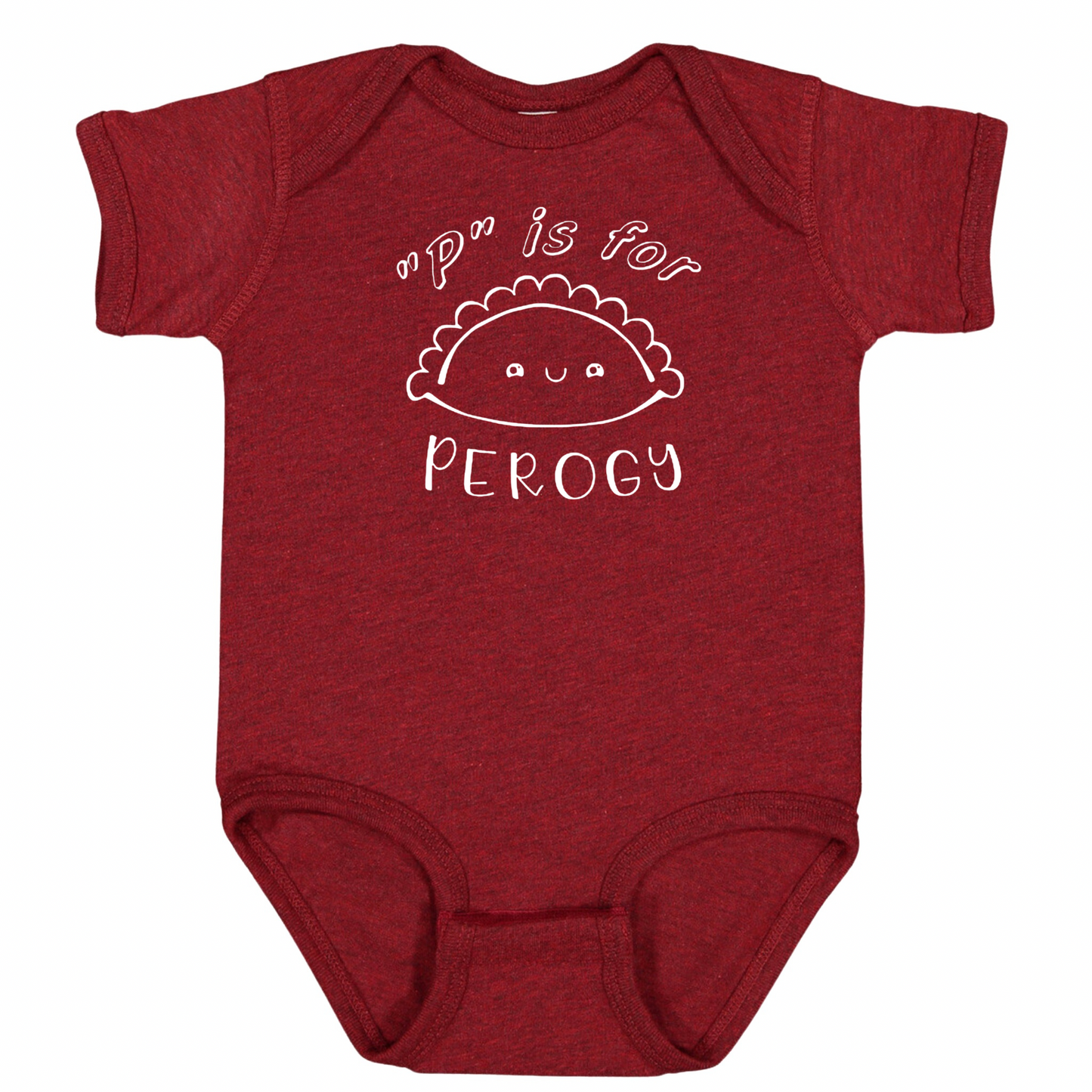 “P” IS FOR PEROGY (White Font)- Short Sleeve Onesie