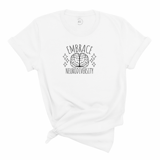 EMBRACE NEURODIVERSITY (Black Font) - Unisex crewneck T-shirt