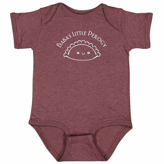 BABA’S LITTLE PEROGY (White Font)- Short Sleeve Onesie