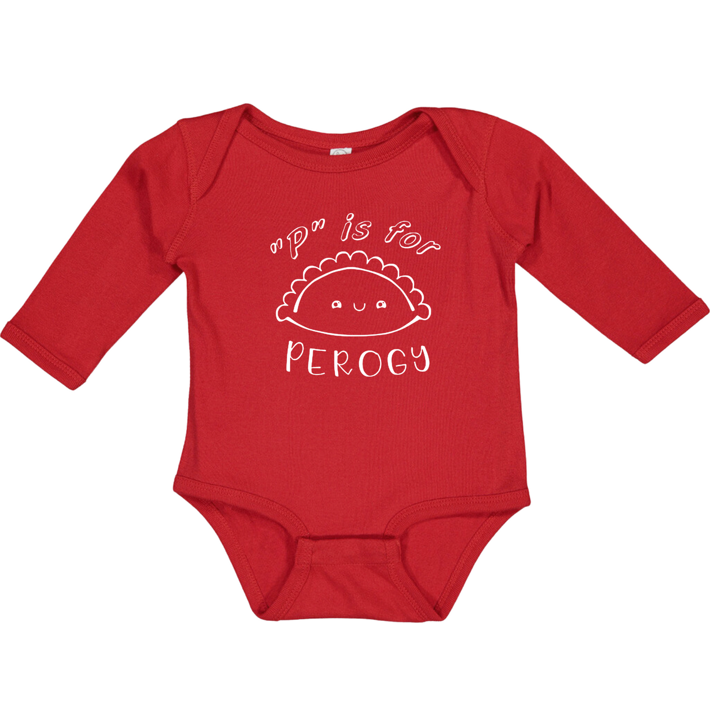 “P” is for PEROGY (White Font) - Long Sleeve Onesie