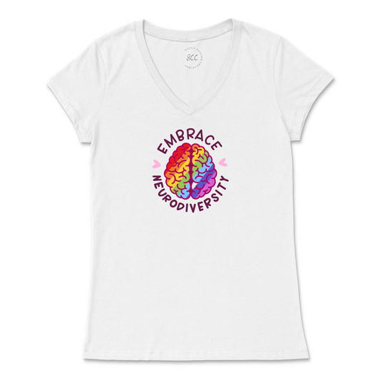 EMBRACE NEURODIVERSITY- Women’s Vneck T-Shirt