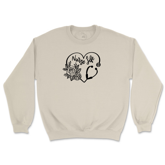 NURSE LIFE (floral heart stethoscope) - Unisex Sweatshirt