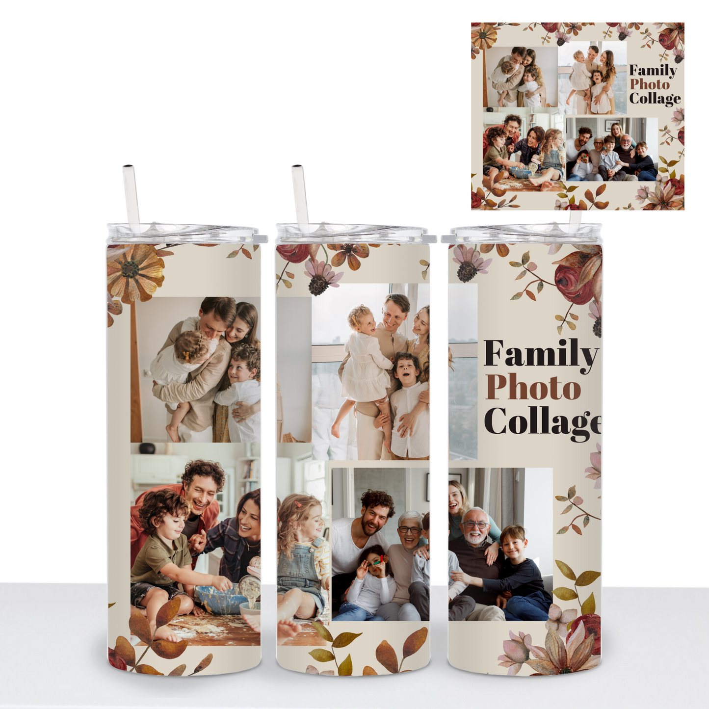 FAMILY PHOTO COLLAGE Tumbler (personalize with pictures) - 20 oz