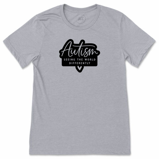 AUTISM SEEING THE WORLD DIFFERENTLY (Black Font) - Unisex crewneck T-shirt