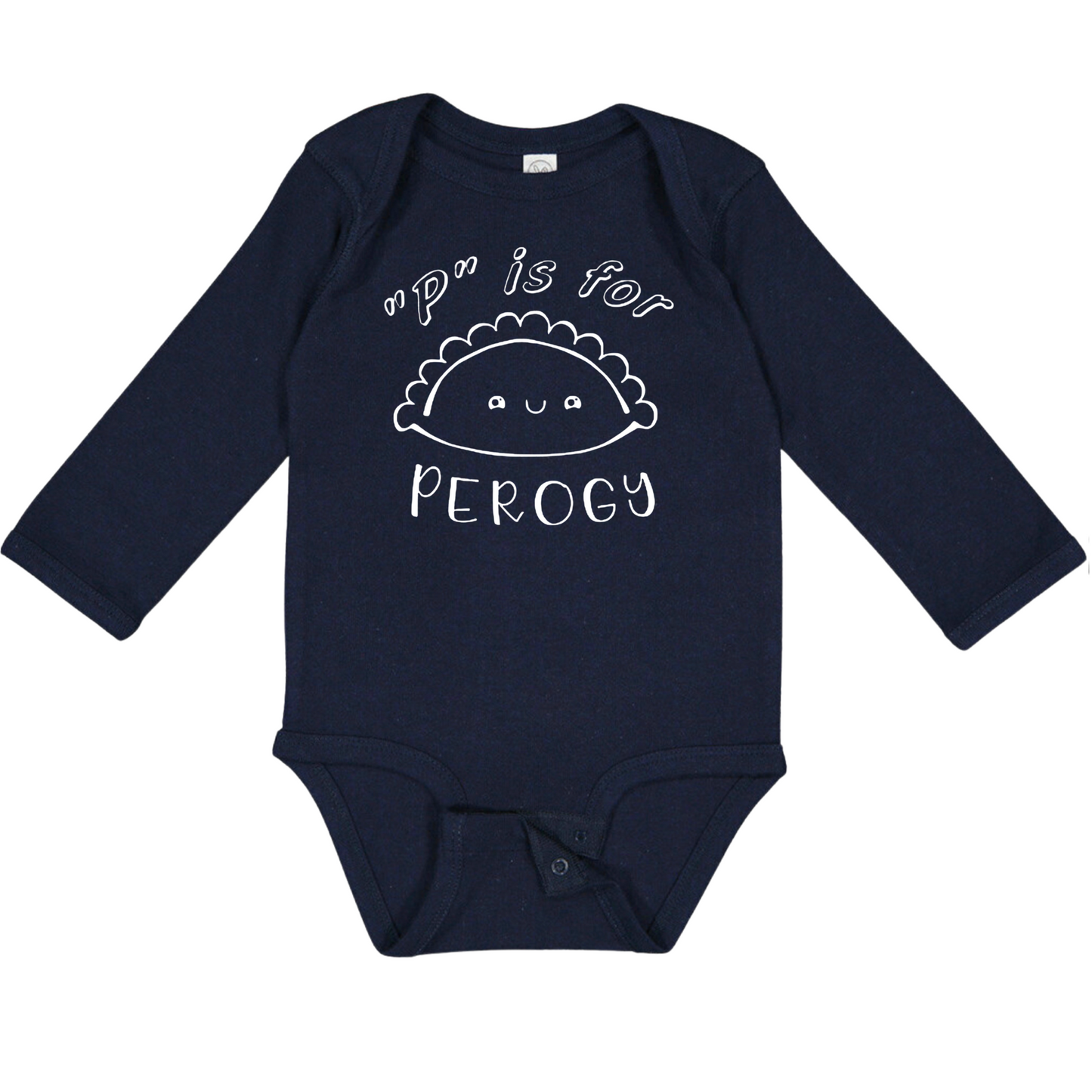 “P” is for PEROGY (White Font) - Long Sleeve Onesie