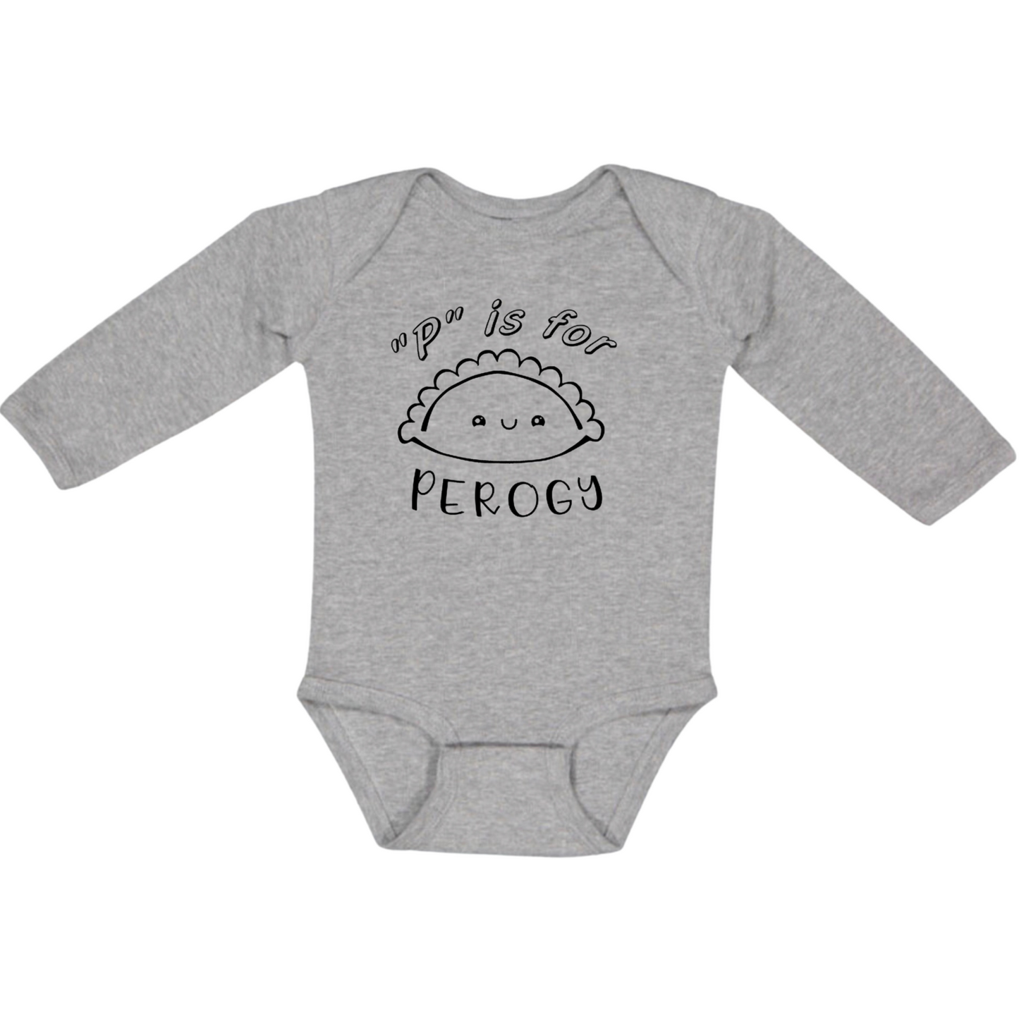 “P” is for PEROGY (Black Font) - Long Sleeve Onesie